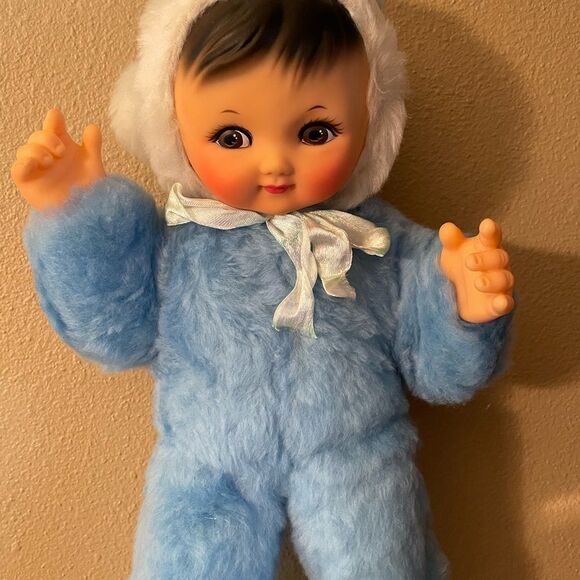 Rubber Face Doll Vintage Hand Painted Face Made in China Original Tag 16 inches - Picture 5 of 16